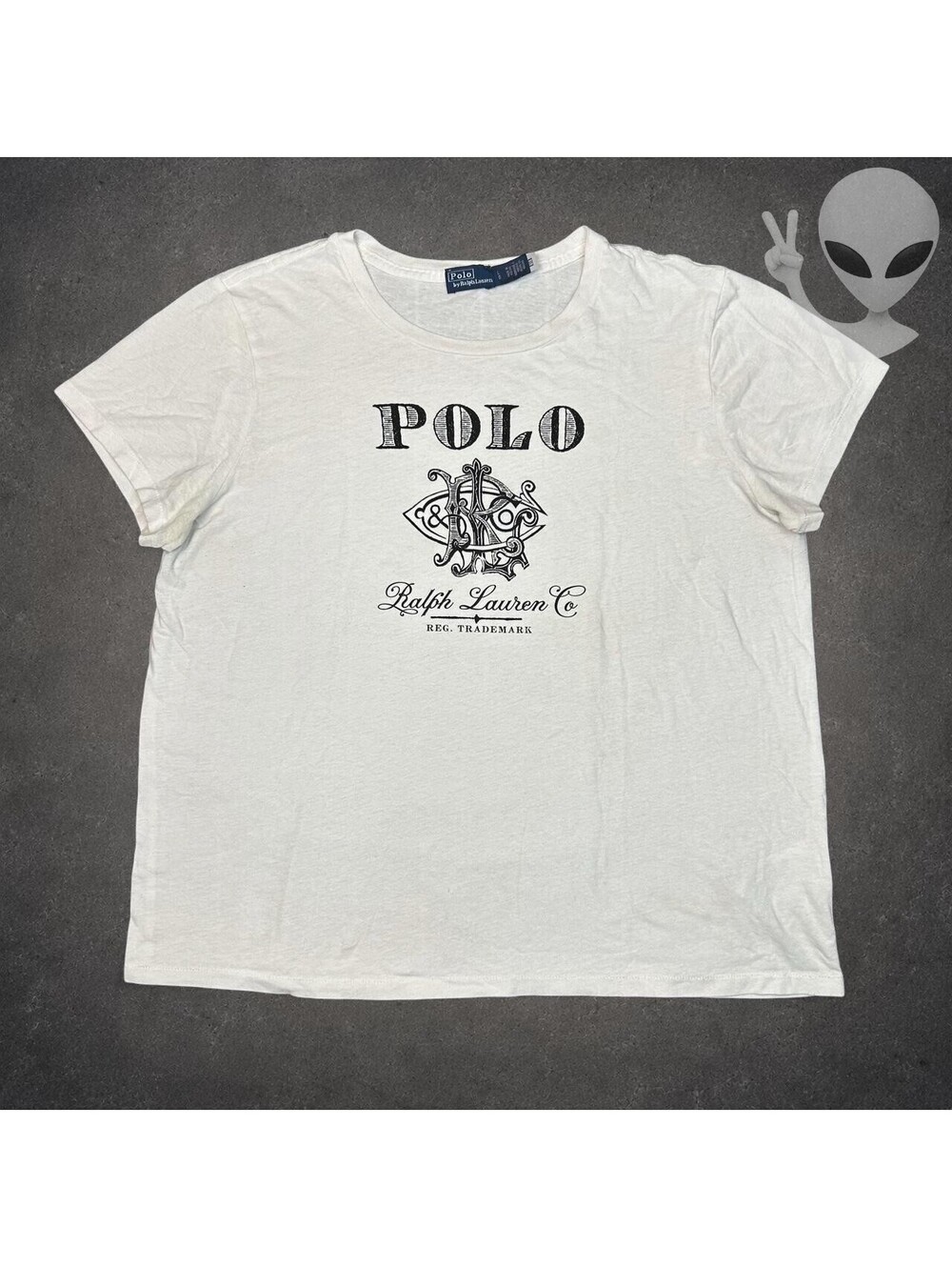 Polo Ralph Lauren Graphic Tee Womens Size L White Crest T-Shirt